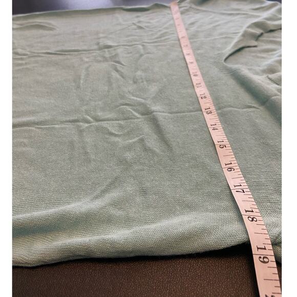 J Jill Tunic Knit Top Womens S Linen Blend Side Slits Hi Low Hem Split Neck Blue - Picture 6 of 9